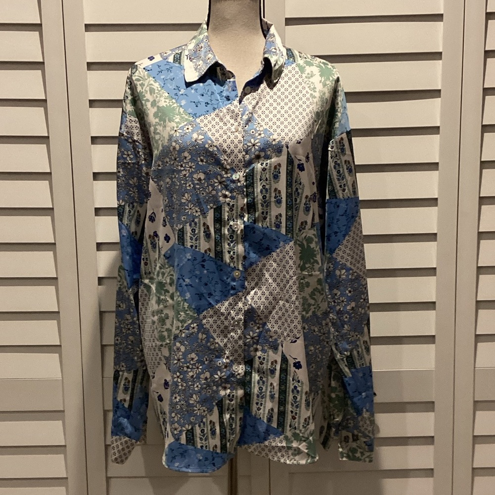 Forever 21 Women's Patchwork Button Down Shirt - … - image 1